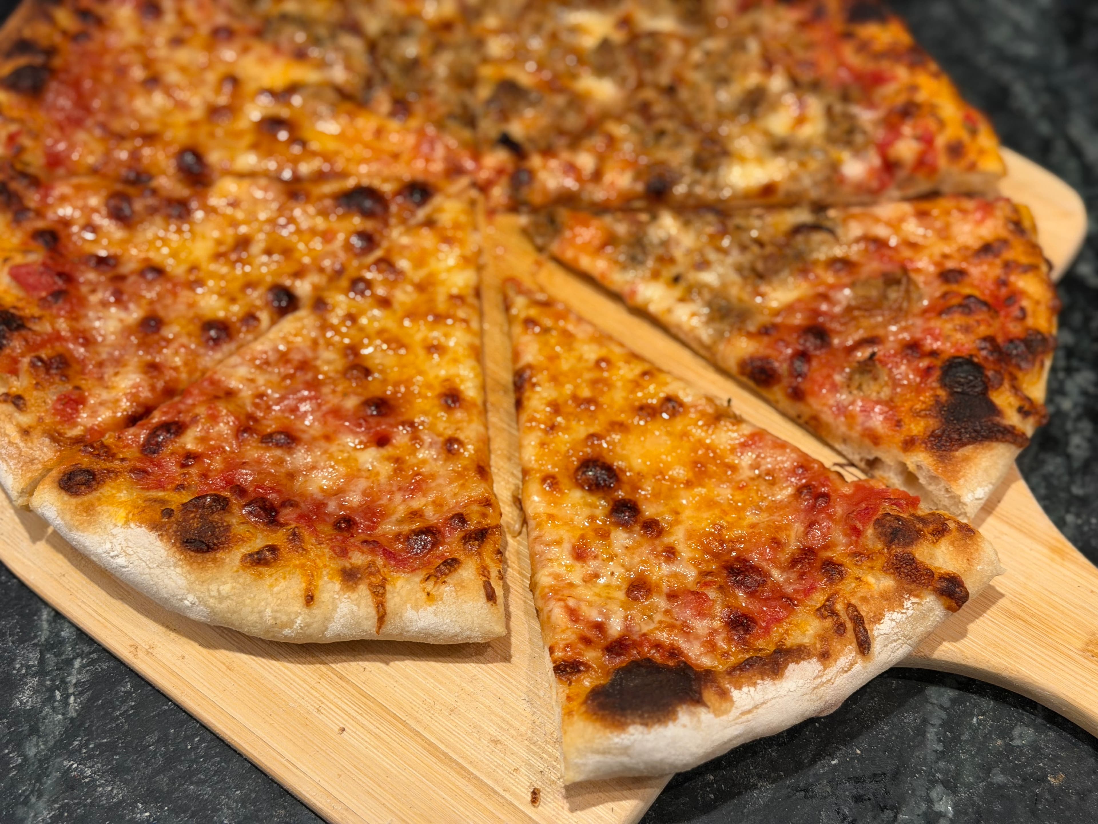 Fresh sliced pizza